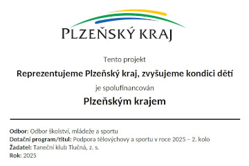 Plzeňský kraj podporuje Taneční klub AMAZE DANCE Tlučná - publicita 2025